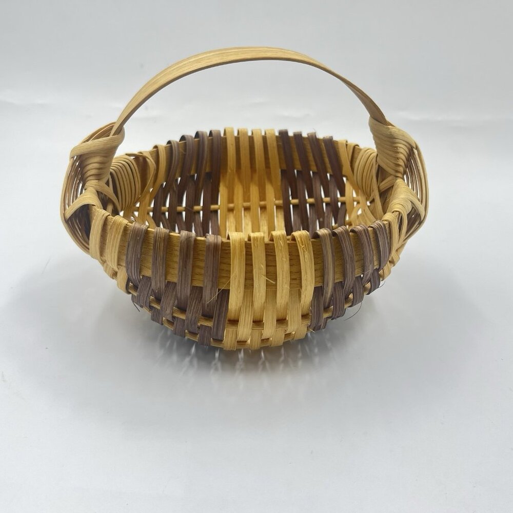 Vintage Woven Oak Splint Egg Large Gathering‎ Buttocks Basket 8”x5.5”